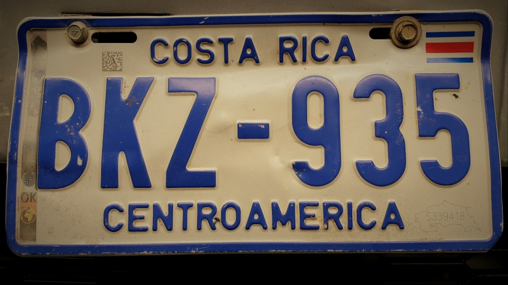 costa rica car plate